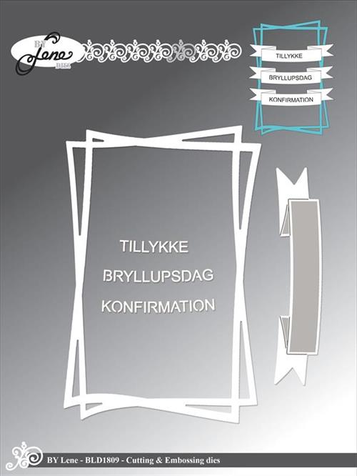 By Lene dies Rectangle w/texts 8,6x12,5cm